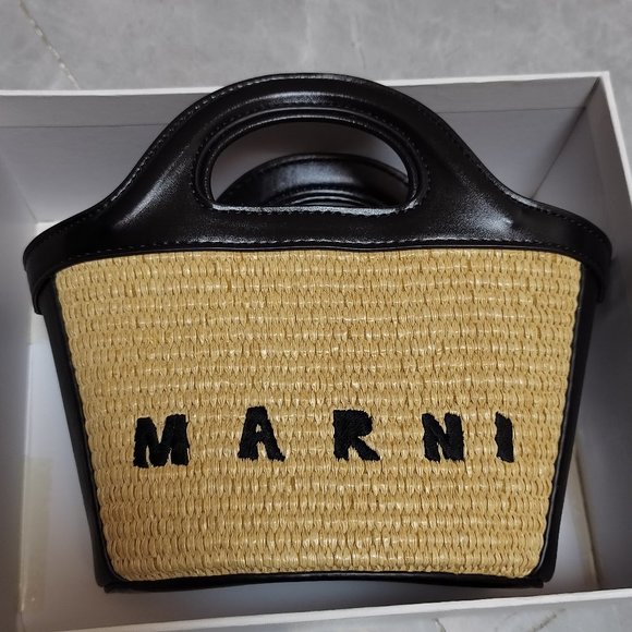 Marni Handbags - marni woven shopping bag shoulder bag tote bag black small